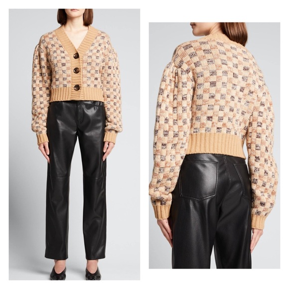 REBECCA TAYLOR Wool & Cashmere-Blend Crop Cardigan Light Academia XL - Picture 9 of 11